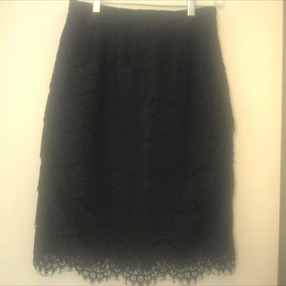 J.Crew Collection Forest Dark Green Lace Pencil Sk